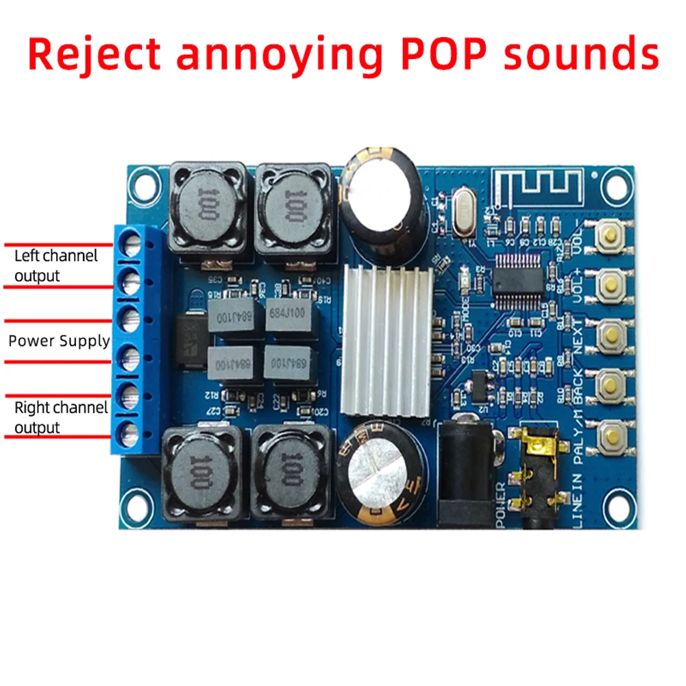 2*50W Digital High Power Amplifier Board DC4.5-27V TPA3116D2 Dual Channel Stereo Home Music Wireless Speaker Audio - купить по
