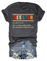 teeteety womens high quality 100 cotton seester like a sister only cooler printed graphic o neck t shirt