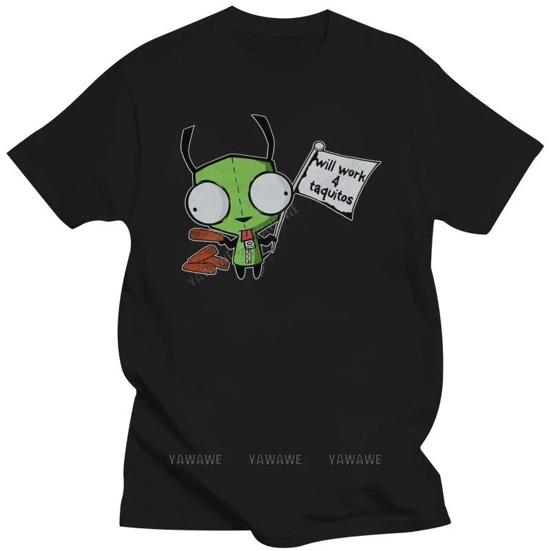 Мужская хлопковая футболка Invader Zim с коротким рукавом и круглым вырезом