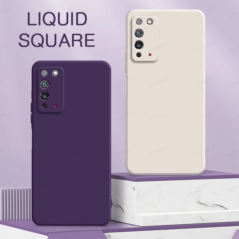Фото Оригинальный квадратный чехол из жидкого силикона для Honor X10 Max 5G X10 Pro X30 Max, мягкий TPU, защита камеры, противоударный чехол 360° №1