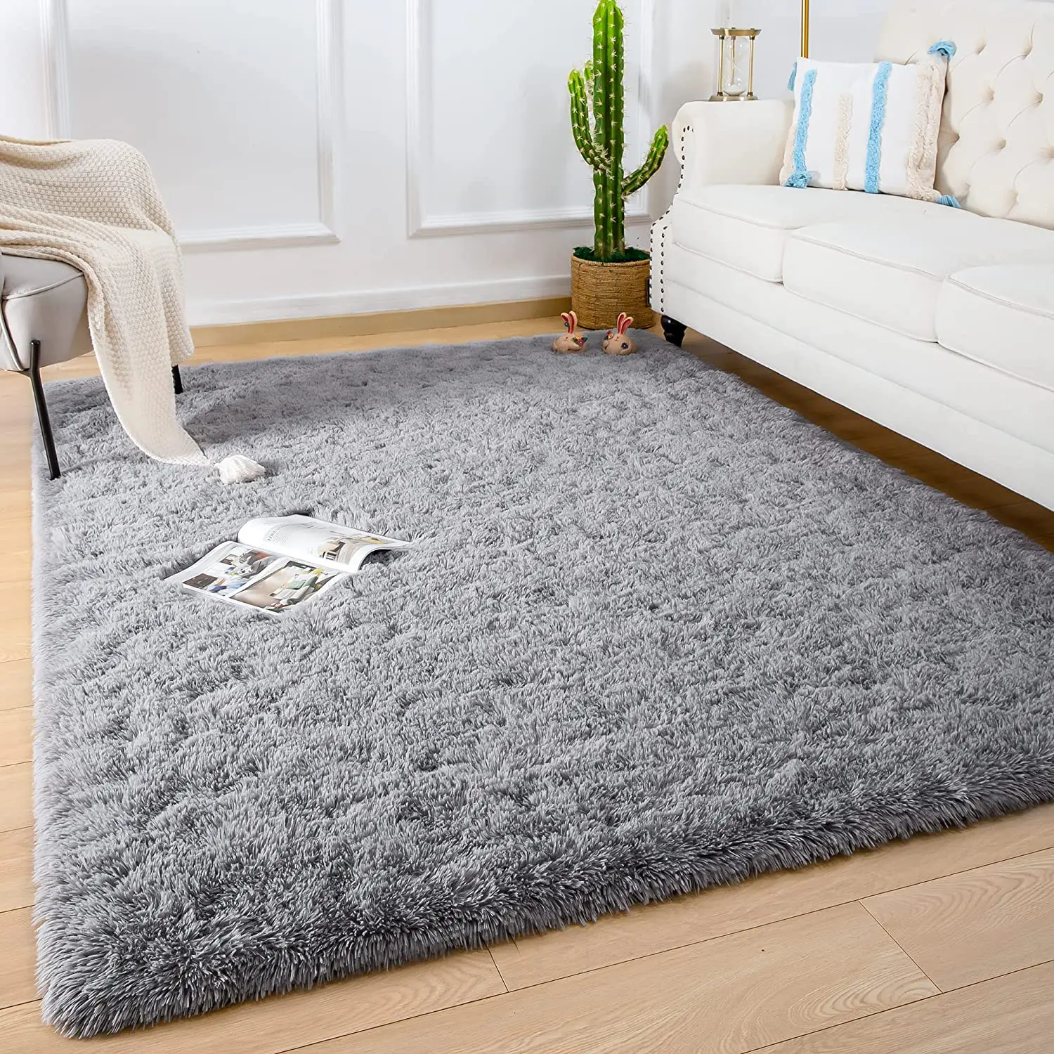 

Shag Area Rugs for Bedroom Grey Fluffy Rug Plush Living Room Carpet Indoor Modern Plush Area Rugs Fuzzy Nursery Shaggy Carpet