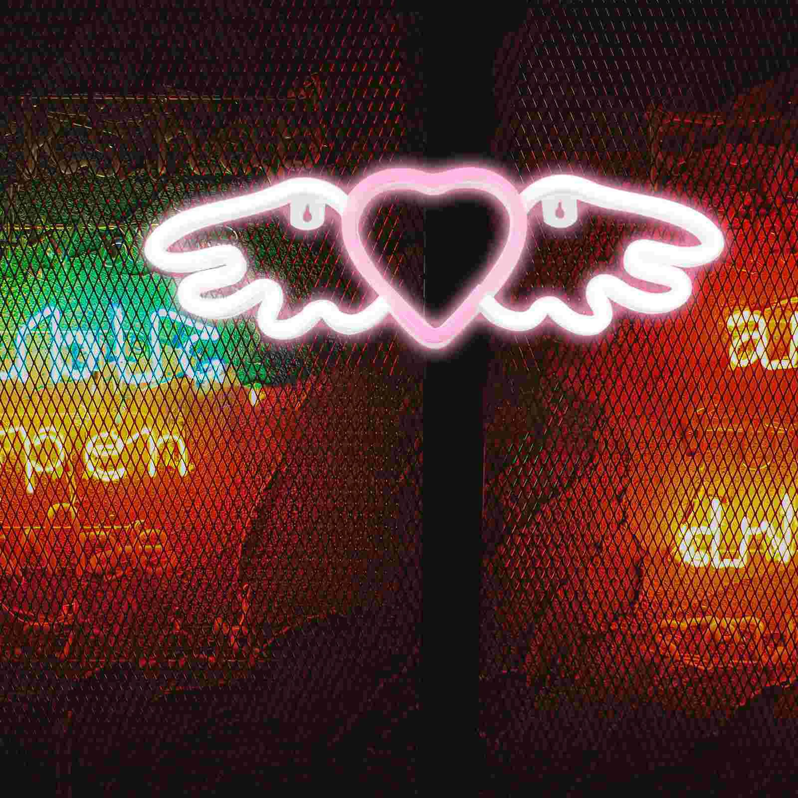 

Bedroom Neon Sign Valentine Day Night Light LED Tunnel Wedding Angel Heart Wing Love Signs