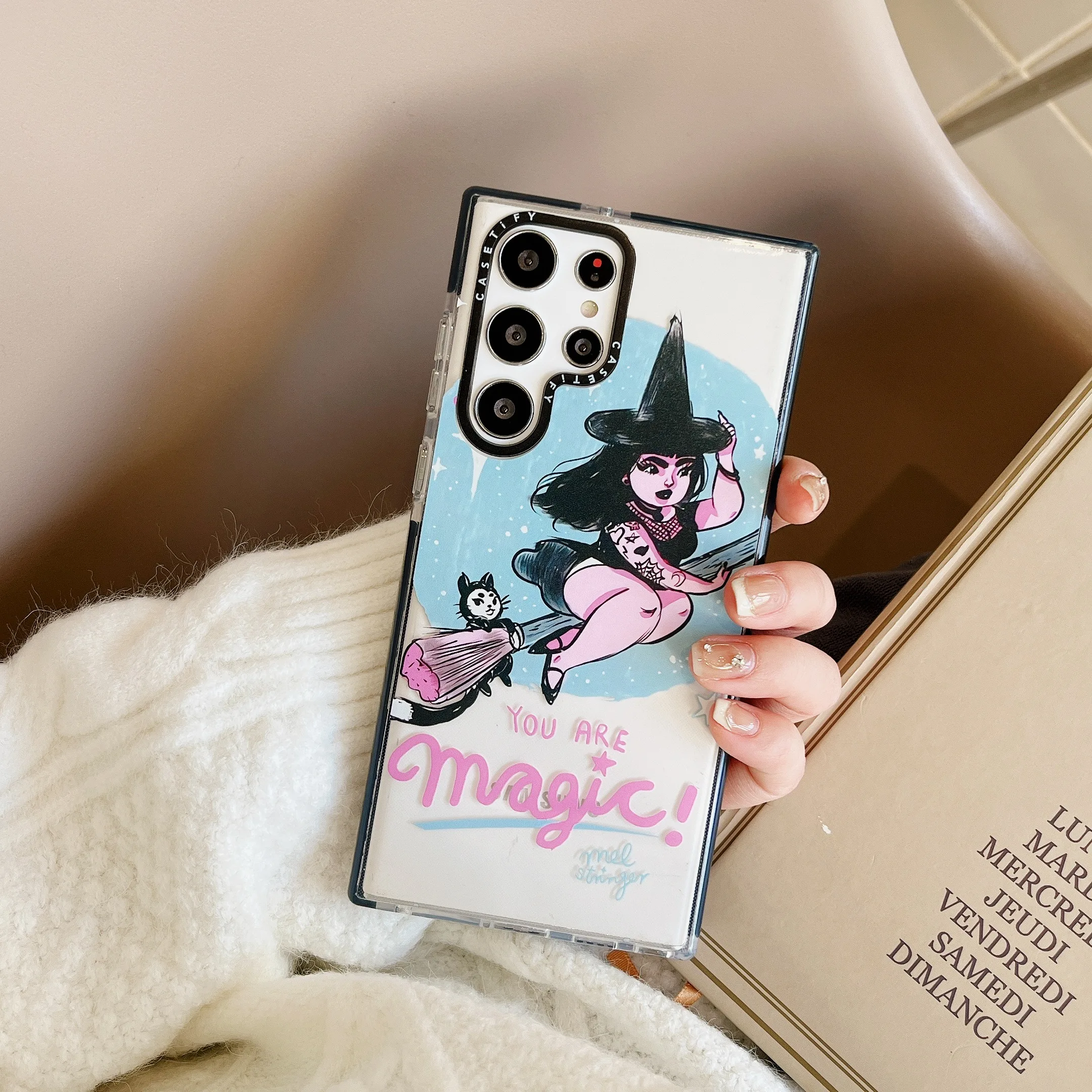 

Witch on Broom Phone Case for Samsung Galaxy S22 S21 S23 Plus S22Ultra 20 5G Transparent Soft Shell Painting Back Cover-Casetify