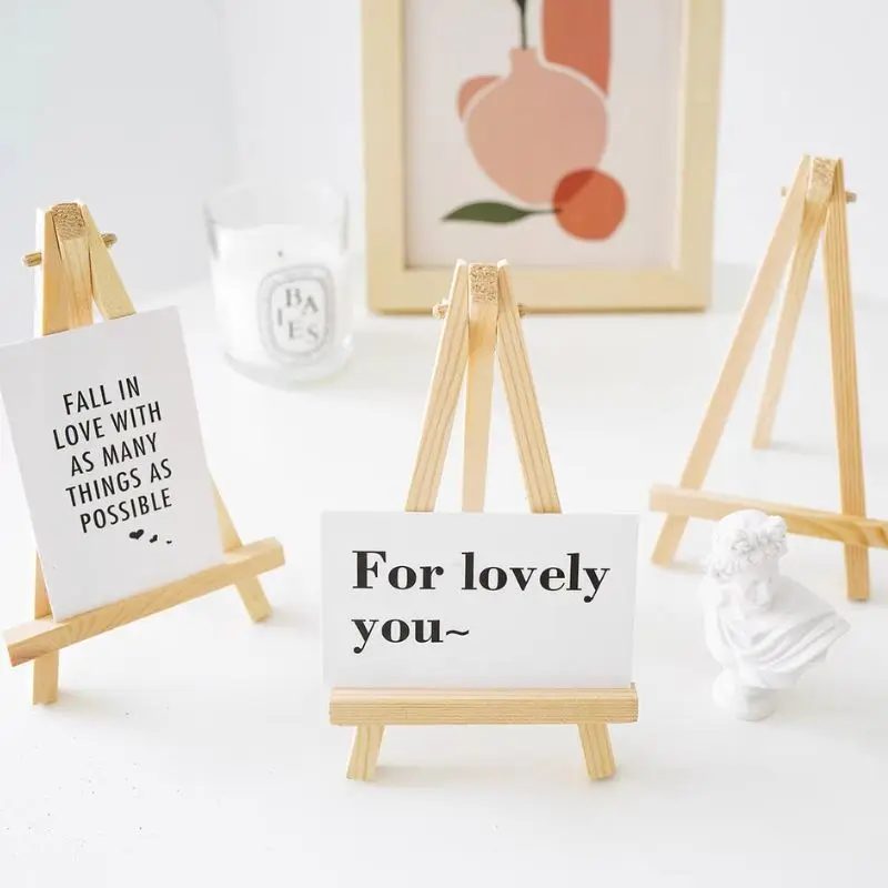 

1pc Mini Artist Wooden Easel Wood Wedding Table Card Stand Display Holder For Party Decor 15*8cm 7*12.5cm 9*16cm Triangle Easel