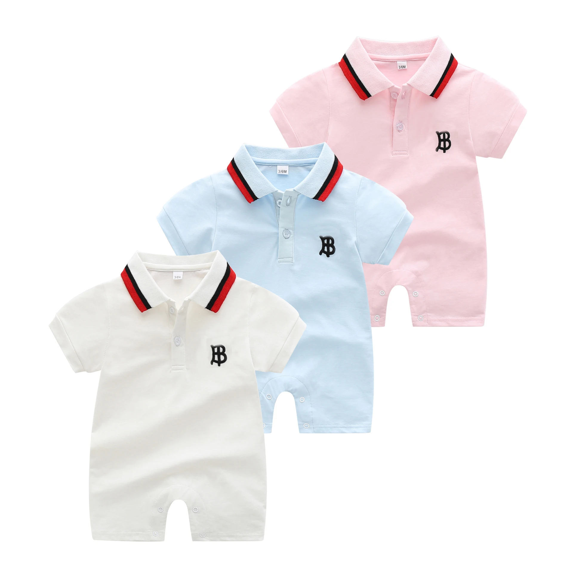 

New Summer baby boy clothes newborn boys and girls stitching cotton short-sleeved alphabet style romper 0-24 months