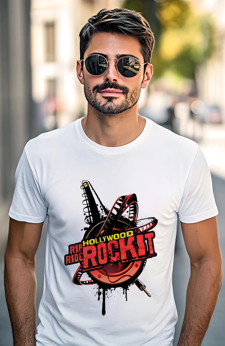 LE T-Shirt RIP RIDE HOLLYWOOD ROCKIT Printed Shirt Cotton Short Sleeve Unisex Tops Tee graphic t shirts
