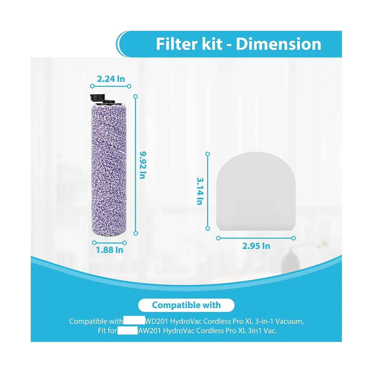 HEPA-фильтр с основной щеткой совместимый аксессуарами для пылесосов WD100 WD101 WD200 WD201