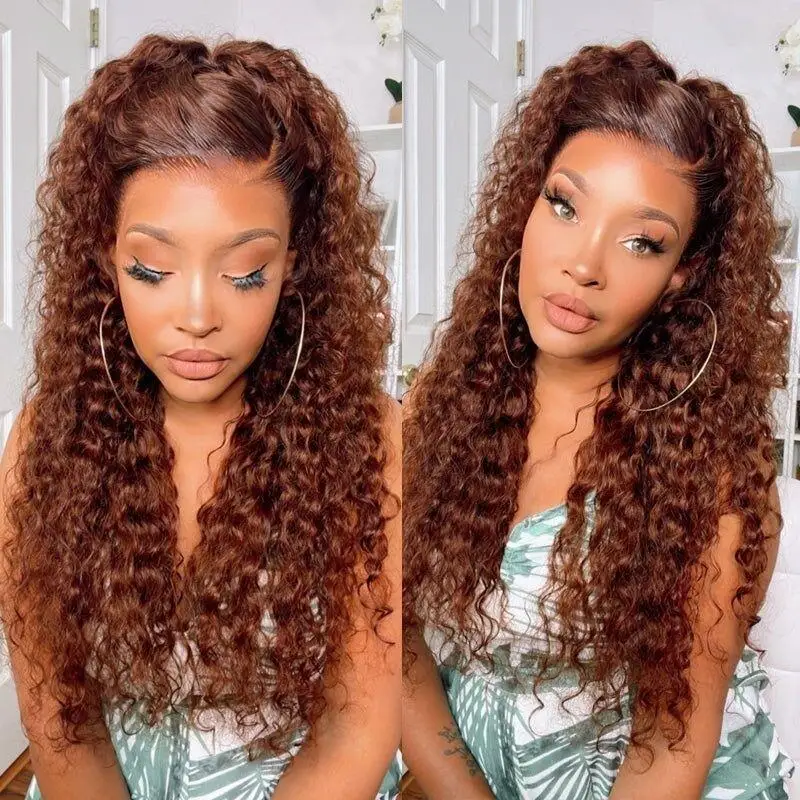 Ed Copper Red Hd Lace Frontal Human Hair Wig  With Baby Hair For Women