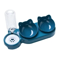 3in1 pet dog cat double bowls with water dispenser automatic drinking pet water feeder 0 15 degreestilting neck guard cat bowls