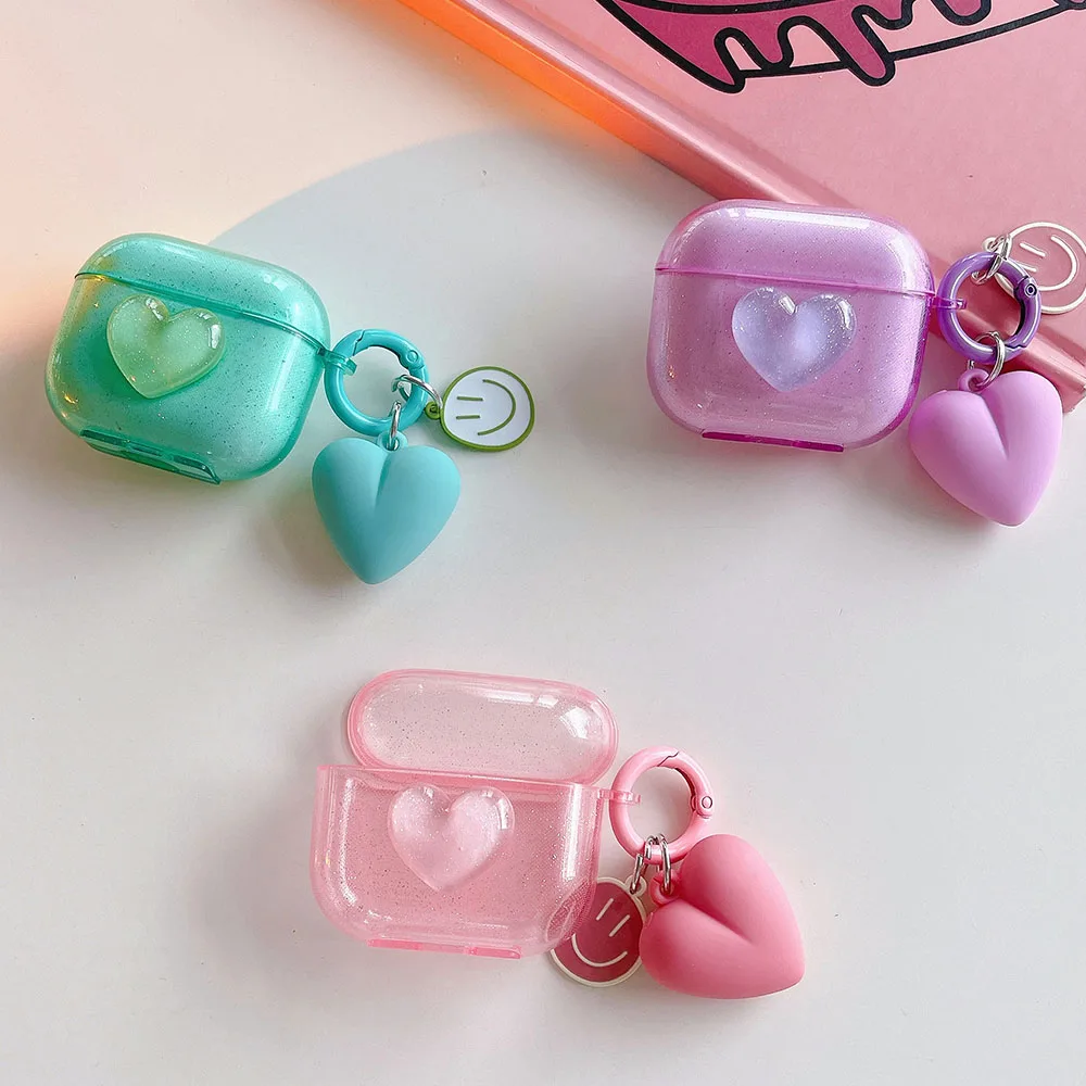 

Прозрачный блестящий чехол для наушников Jelly для AirPods Pro 3, чехол для Air Pods 1/2, мягкий ТПУ чехол для зарядки, розовая фотография