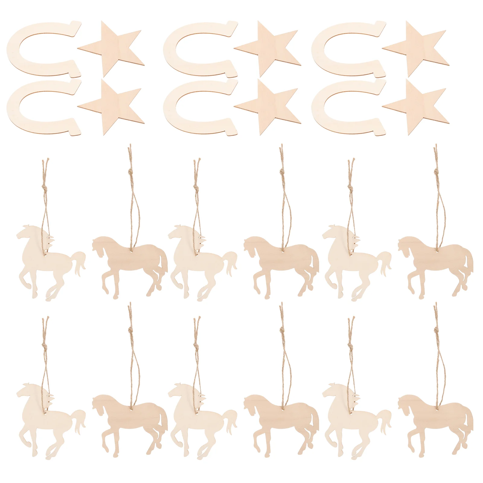 

36pcs Horse Theme Cutouts Unpainted Unfinished Blank Wood Pieces Wood Slices Wood Horse Theme Cutouts
