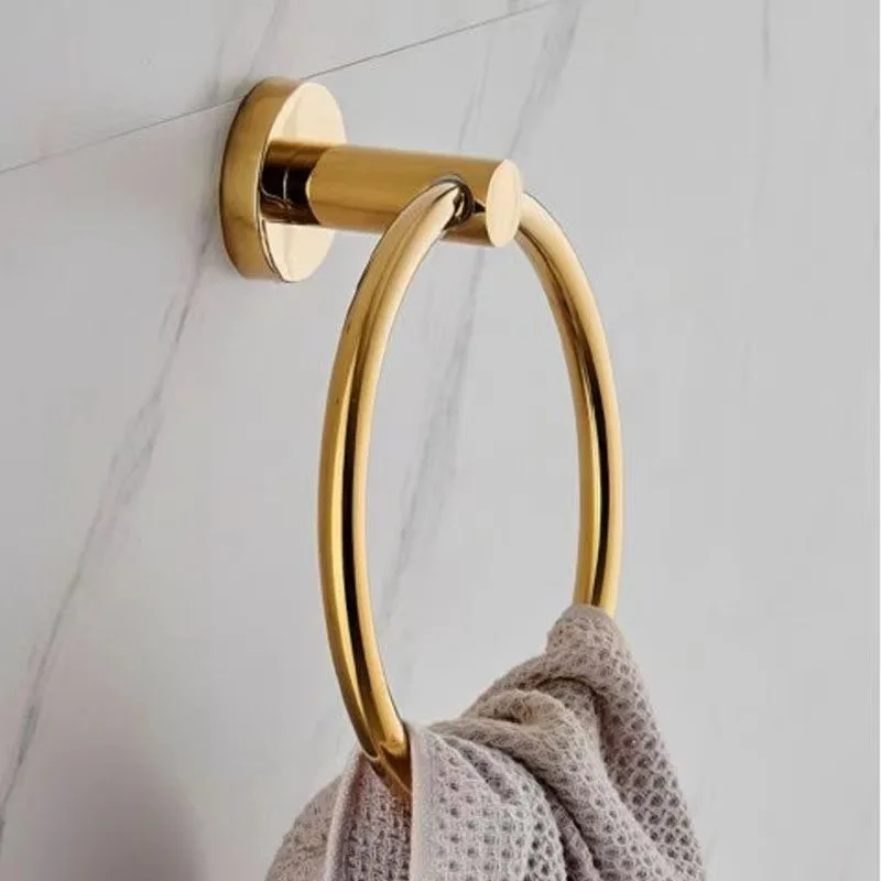 

2pc Self Adhesive Stainless Steel Towel Rings Round Bathroom Towels Holder Wall Mounted Hand Towel Rails for Kitchen Bathroom