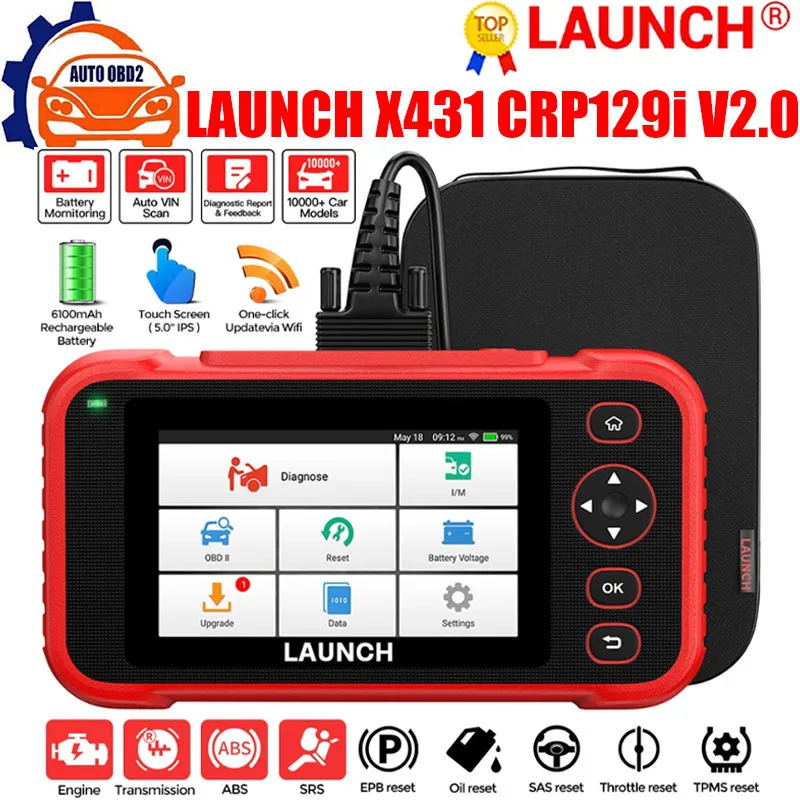 LAUNCH X431 CRP129E V2.0 Автомобильные диагностические инструменты OBD2 ENG ABS SRS AT Oil SAS EPB TPMS DPF