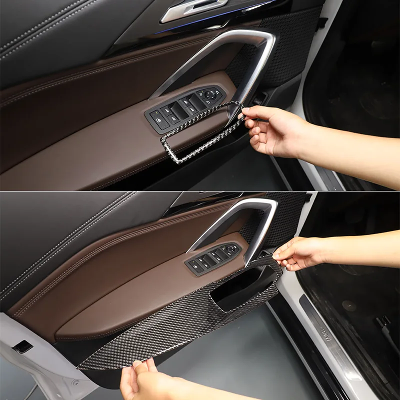 

For BMW X1 IX1 U10 U11 2023-2024 Soft carbon fiber door armrest glass lift button Decorative panel sticker interior accessories