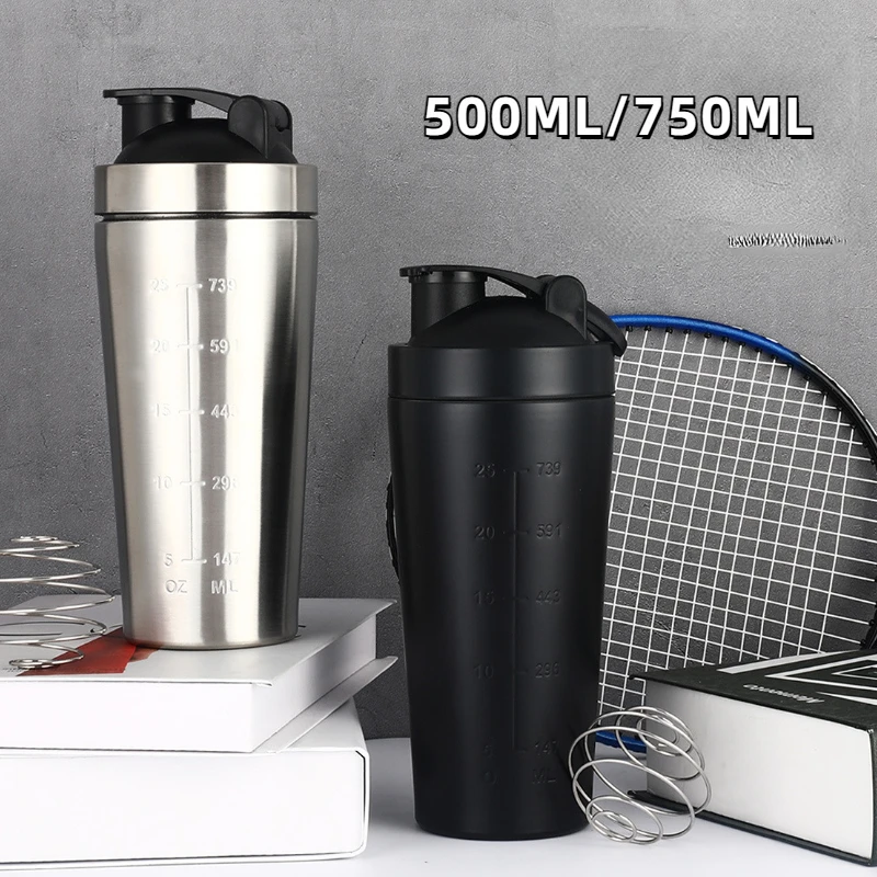 Stainless Steel Protein Shaker Cup Portable Fitness Sports Mug Nutrition Blender Cup Water Bottles Vacuum Insulation Water Cup