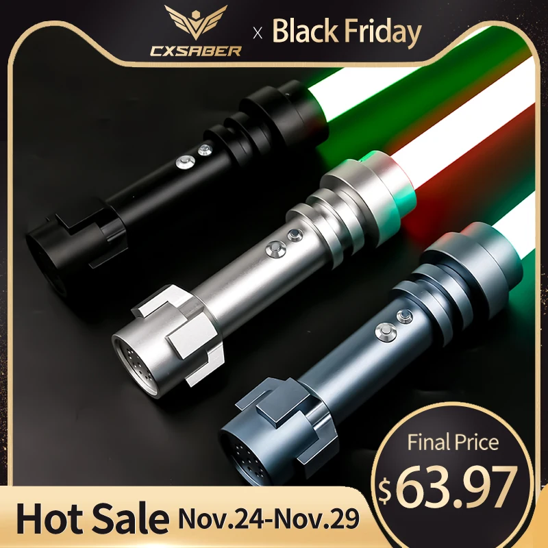 

CXSABER Mini Brick Smooth Swing Lightsaber Heavy Dueling High Quality Blade Metal Hilt Cosplay Jedi Laser Sword Flash Toys Gifts