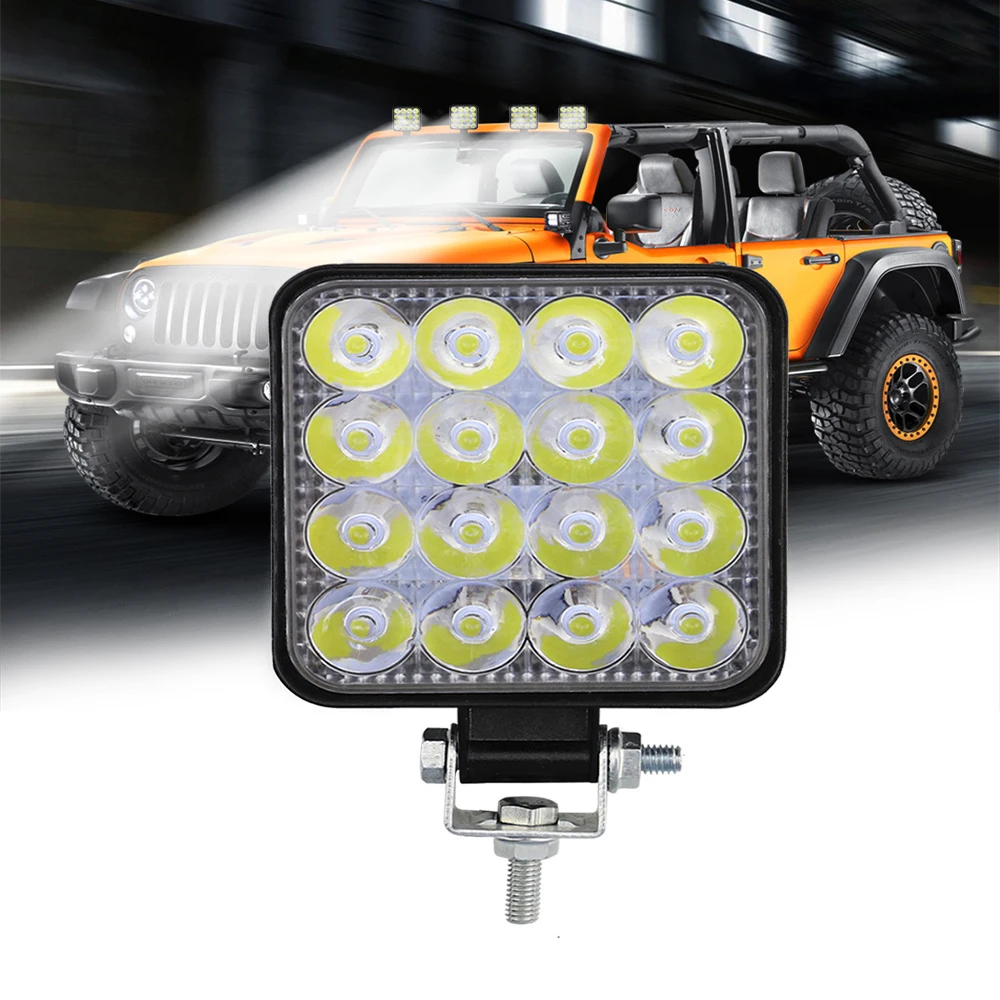 

Светодиодная мини-панель для внедорожников, 48 Вт, 12 В, 24 В, Квадратный светодиодный рабочий светильник для автомобилей, грузовиков, лодок, кв...