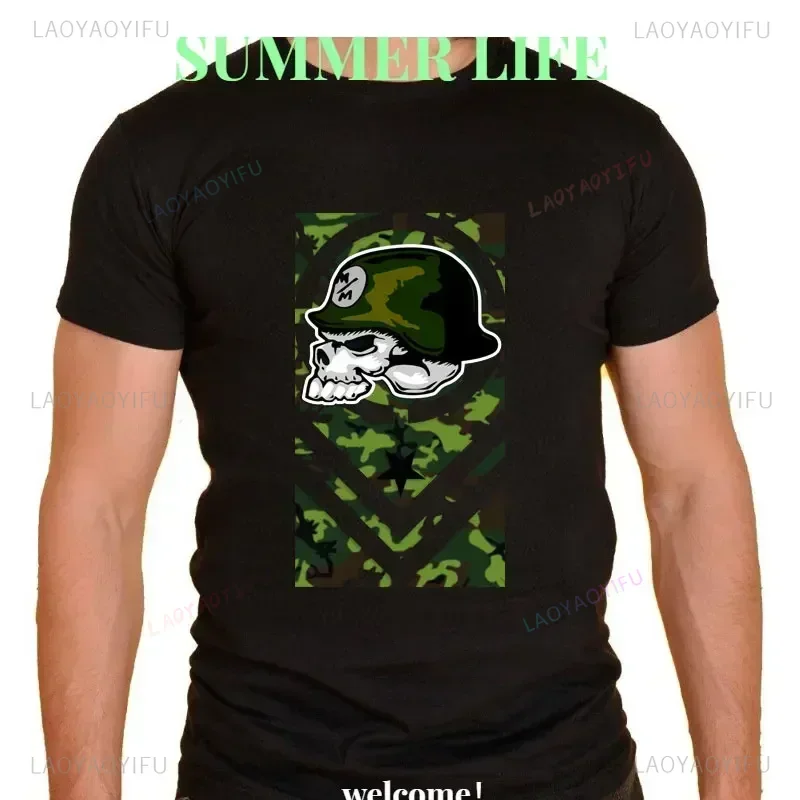 Хлопковые футболки с металлическим черепом Mulisha Harajuku Army 100 Гаран мужская одежда