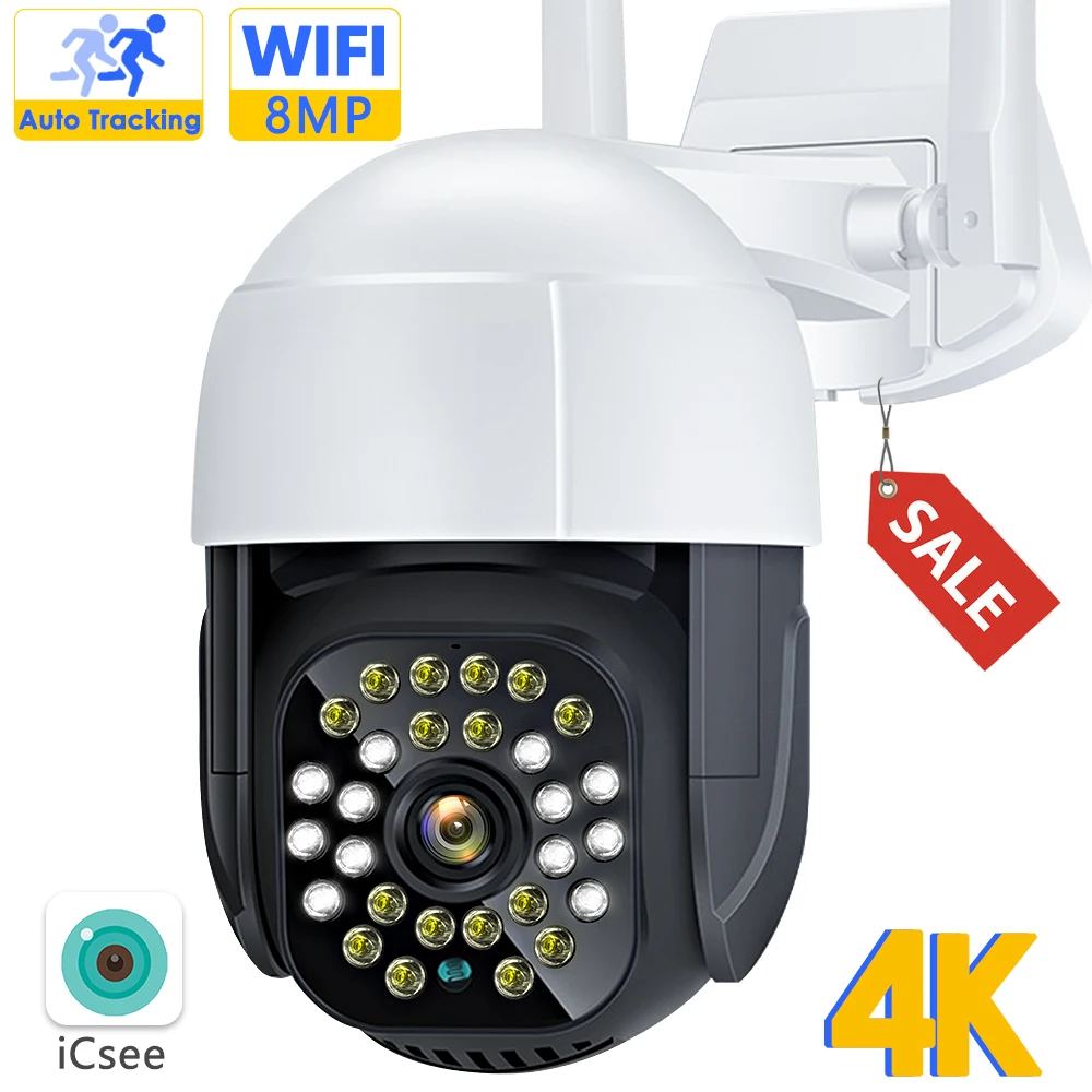 

IP-камера 4K, WiFi, 8 МП, наружная скоростная купольная камера с автоматическим отслеживанием, PTZ-камера, H.265, 1080P, беспроводная безопасность, веб-к...