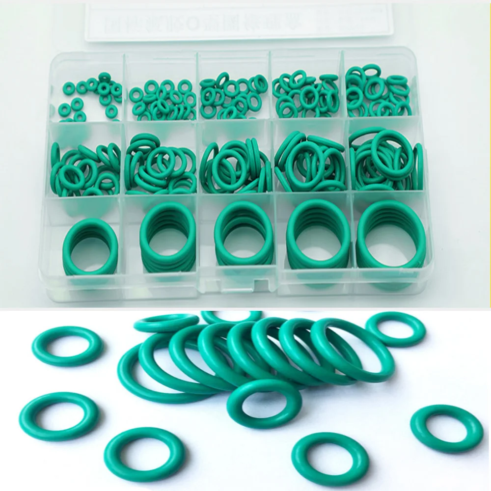 

NBR FKM Green O-ring Fluorine Rubber Sealing Ring Waterproof O Ring Washer Oil Resistant Oring Repair Gaskets Set for Car Gasket