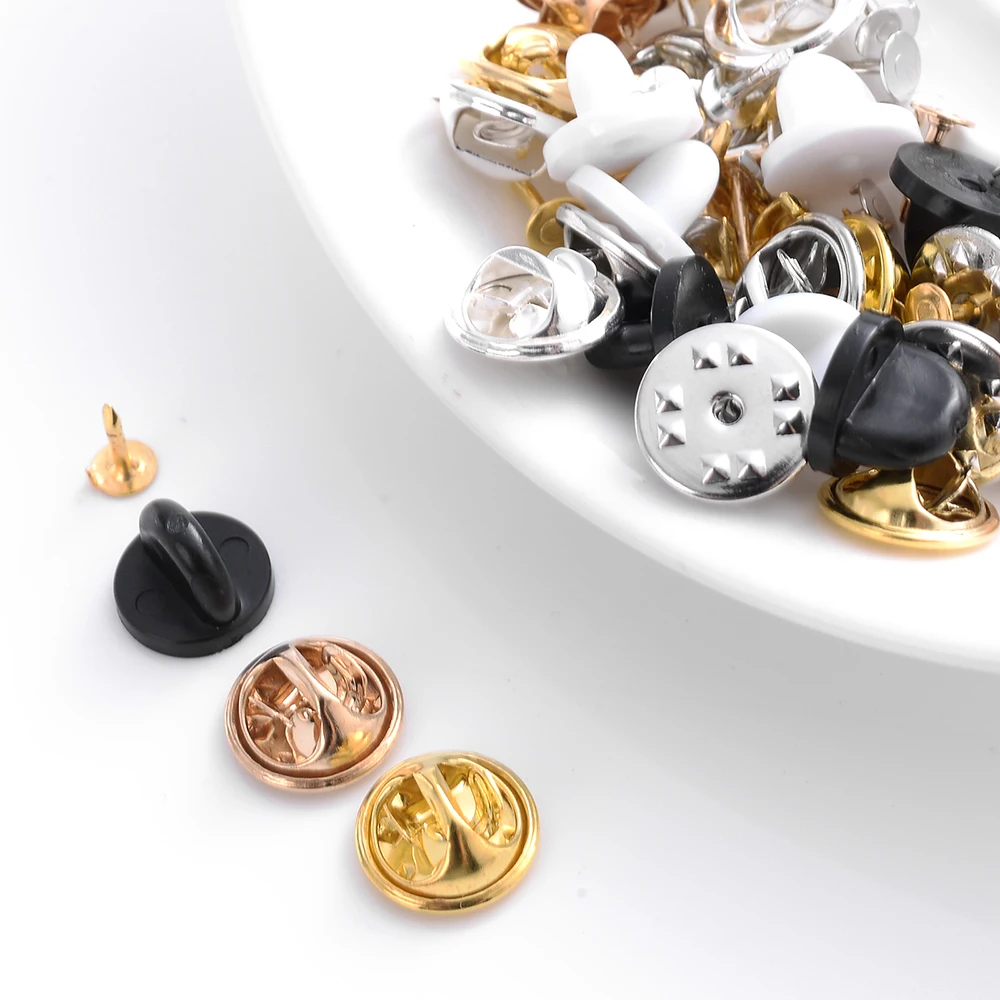 50Pcs Squeeze Badge Holder Butterfly Clasp Pins Colorful Metal Clutch Clasps Caps For Diy Jewelry Making Craft Accessories - купить по