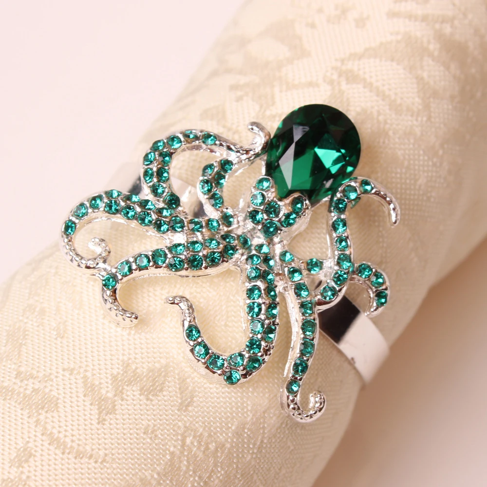 6 шт./кольцо для салфеток из металлического сплава в форме осьминога настольное