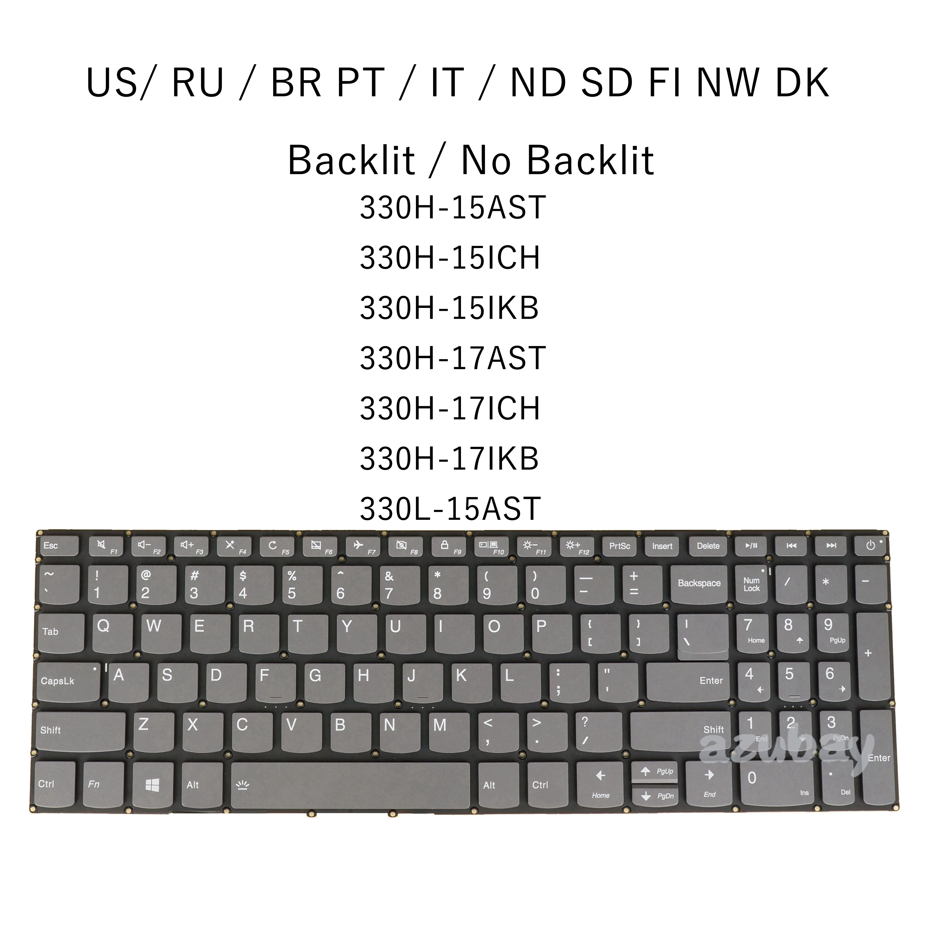 

US Russian BR PT Italian Nordic Keyboard For Lenovo 330H-15AST 330H-15ICH 330H-15IKB 330H-17AST 330H-17ICH 330H-17IKB 330L-15AST