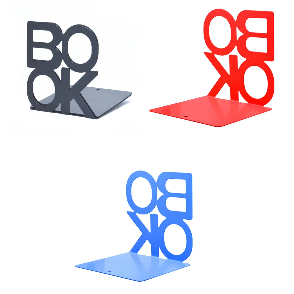 

Pack of 2 Metal Bookends Alphabet Shaped Book Support Holder Home School Desk Table Stand Stationery Children Adults Black