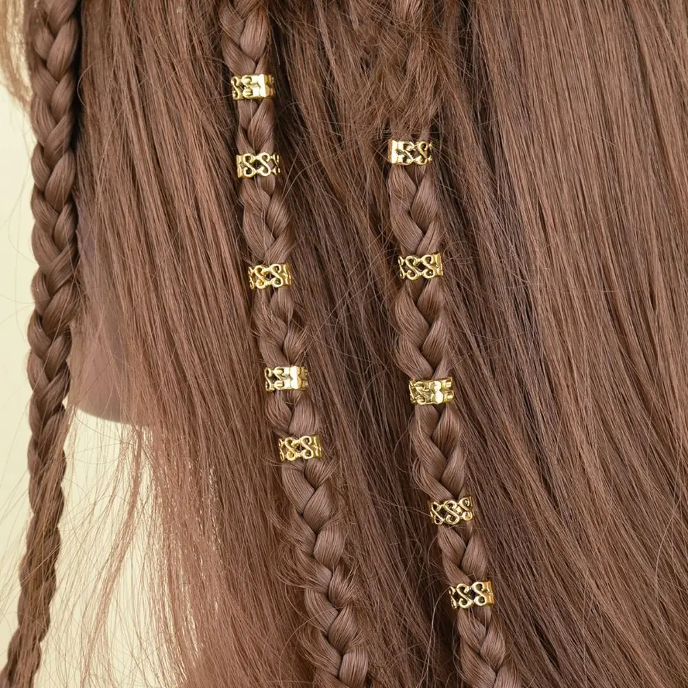 

10pcs/set Gold Dreadlock Retro Beads Hair Braid Dread Clips African Braids Cuff Rings Jewelry Decor Dreadlock Clasps Accessories