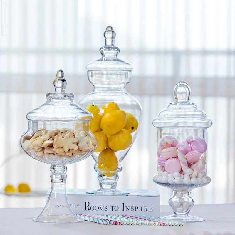 

European Style Strong Glass Storage Tank Glass Candy Jar Home Wedding Decors Party Supply