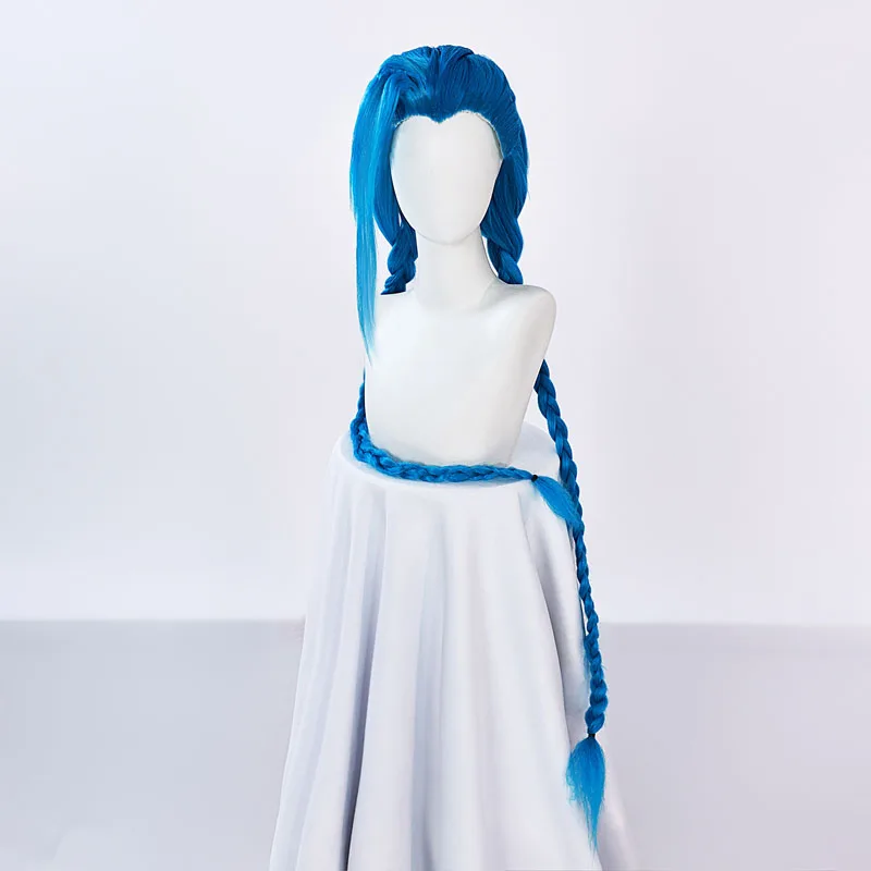 Парик Jinx Длинный синий плетеный парик для ролевых игр Подходит любого цвета кожи
