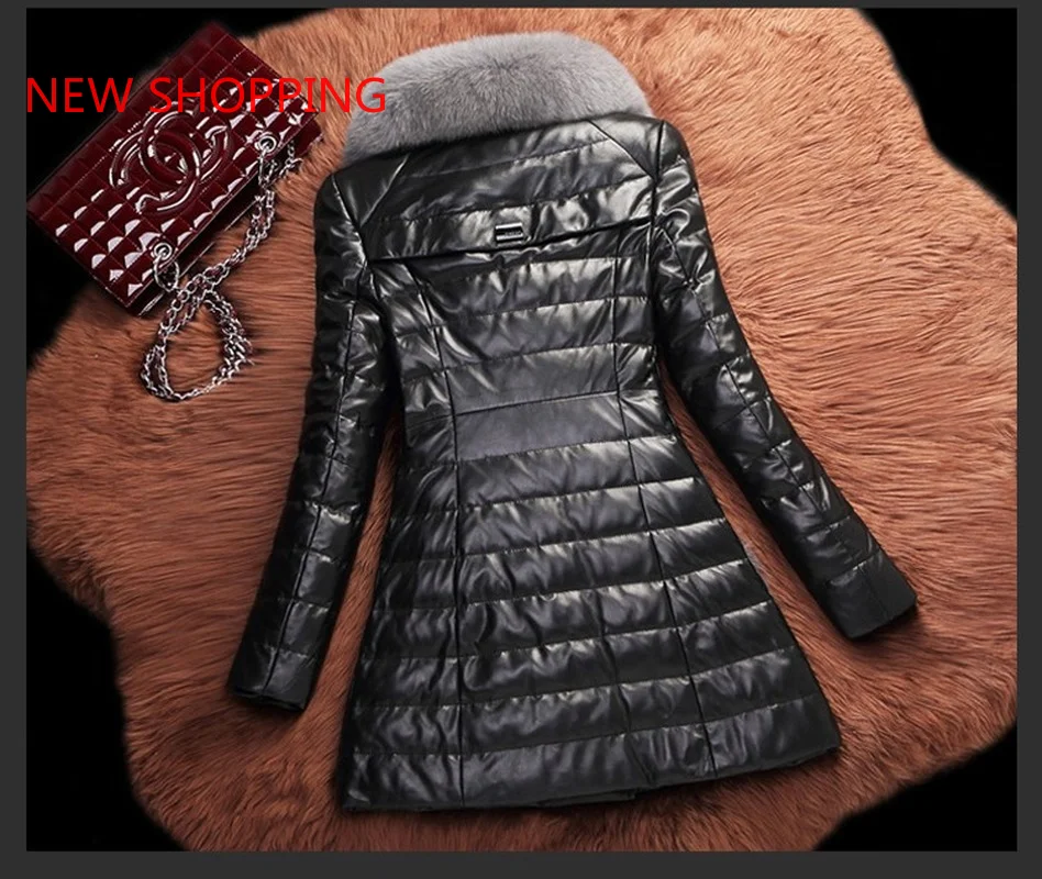 Women Faux Jacket Winter Leather Fox Fur Coat Down Cotton Parka Women Warm Jackets Chaqueta Cuero Mujer Natural Fur Coat Parkas