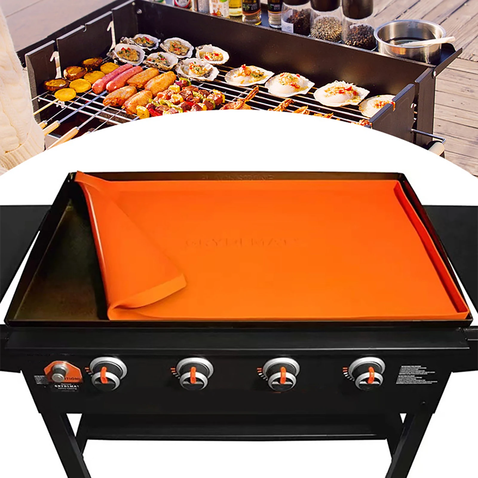 

Grill Silicone Mat Silica Gel Griddle Pad For 17/22/28/36 Inch Blackstone Griddl Non Stick BBQ Grill Liner Reusable Mat Bbq Tool