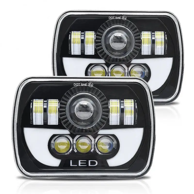 

Square 7inch Turn Signal Universal Waterproof Led Headlight Durable Car Accessories 6500k 90w Off Road Led Headlamp Car Light