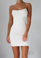 spaghetti strap dresses for women summer sexy sleeveless camisole mini dress solid color white bodycon dress elegant party dress