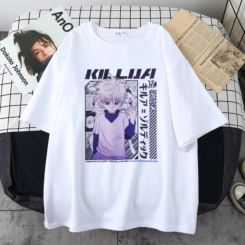 Футболка с рисунком из аниме Hunter X Killua Zoldyck Повседневная футболка коротким
