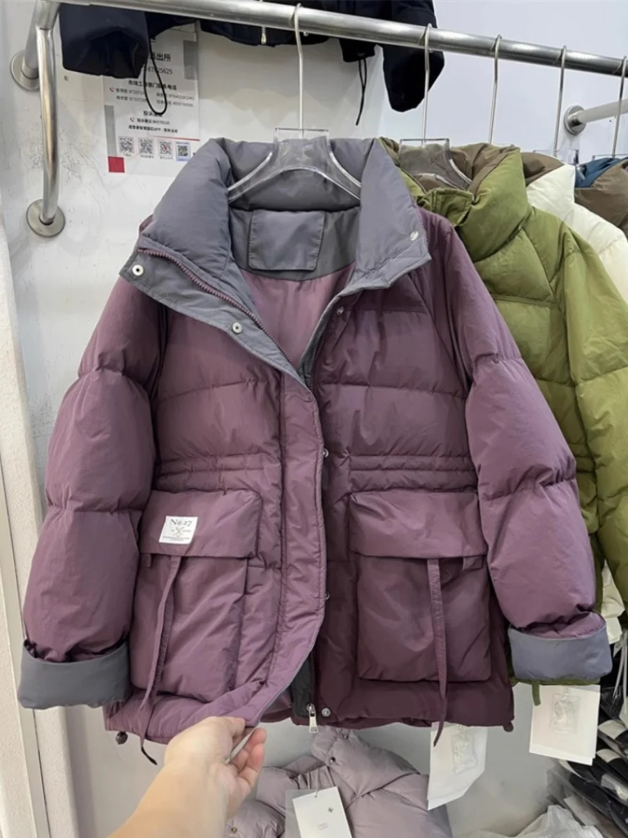 2024 Winter Korean Sle Short Thickened Maillard Down jacket Outerwear Women Loose Versitile Fashion Small Top