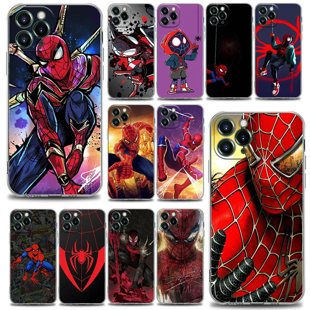 

Marvel Spider-Man Miles Morales Shell Case for iPhone 11 12 13 14 Pro Max Mini SE XR XS 6 7 8 Plus Soft Transparent Cover Fundas
