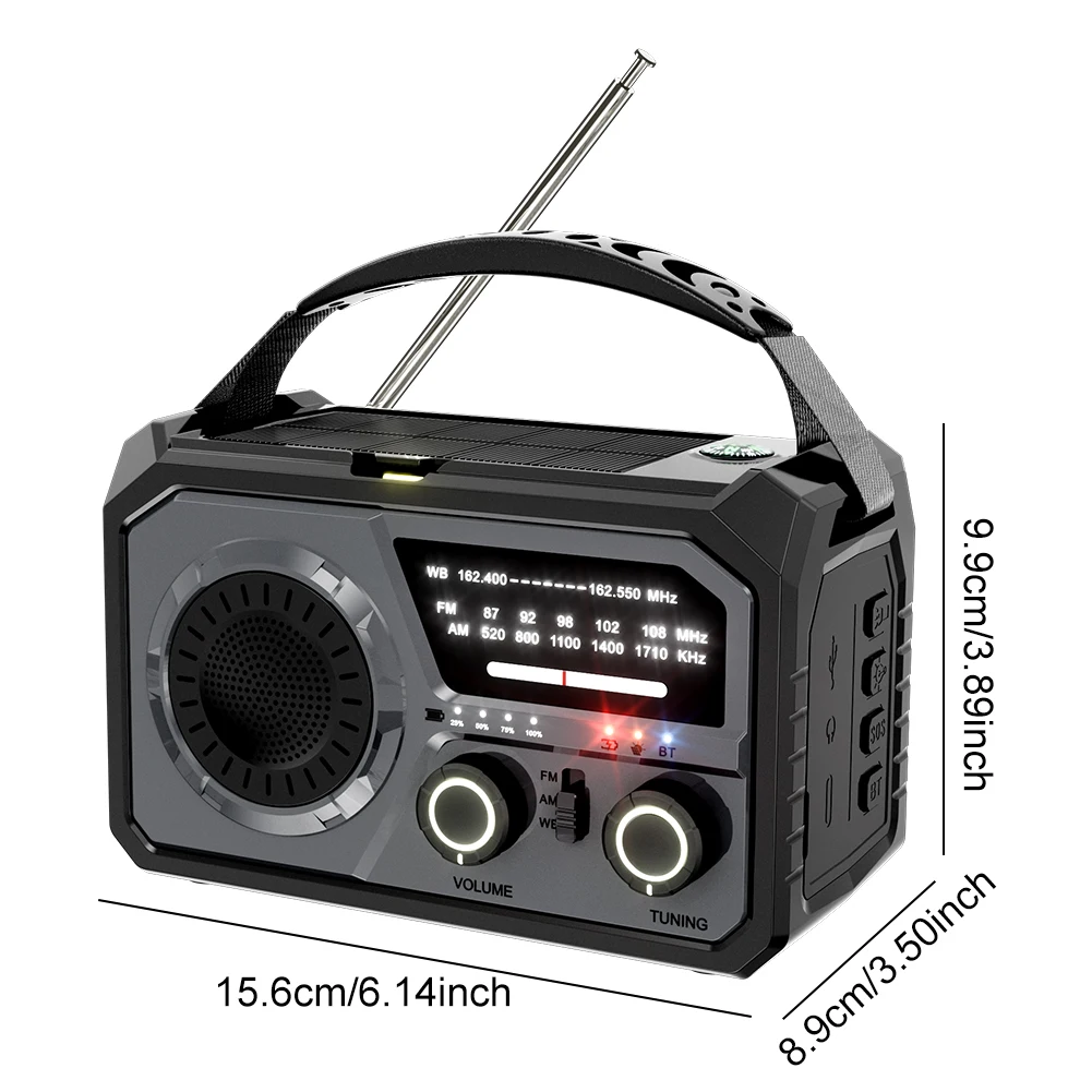 Автомобильное аварийное радио с BT светодиодным фонариком Power Bank SOS 16000 мАч