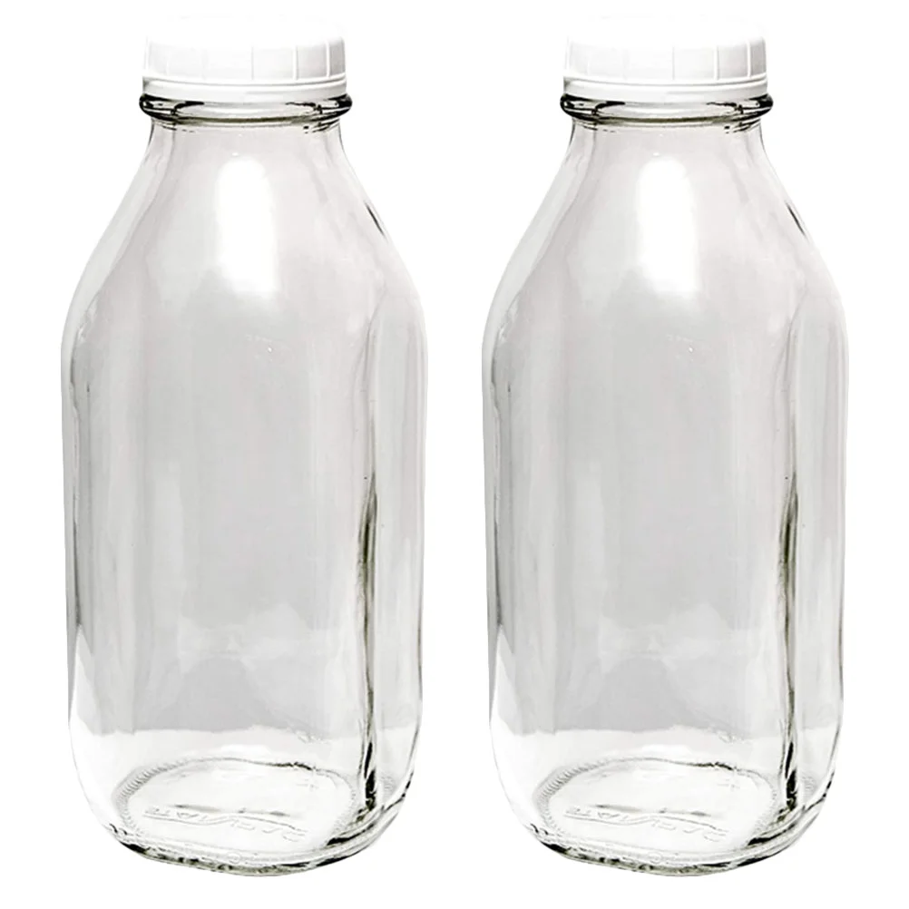 

2 Pcs Milk Bottle Clear Glass Water Bottles Pudding Feeding Sturdy Drink Fresh-keeping Large Child Holders Transparent