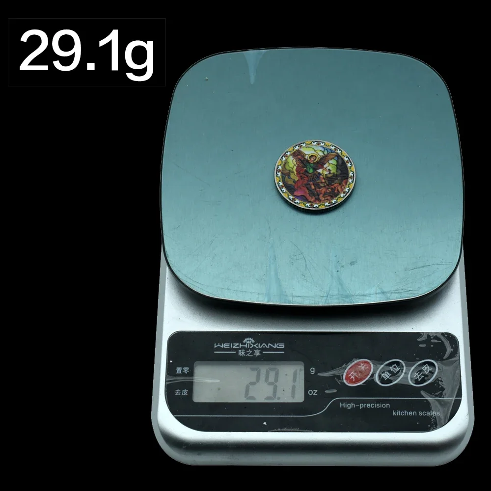 Archaize Coin St Michael Embossed Nickel Plated Commemorative Archangel Color Painted Art Worth Collecting Home Decor