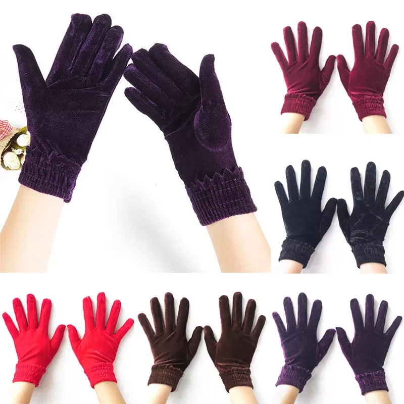 

Velvet Elastic Gloves Winter Warm Women Gloves Fashion Thin Short Female Gloves Elegant Banquet Party Gloves