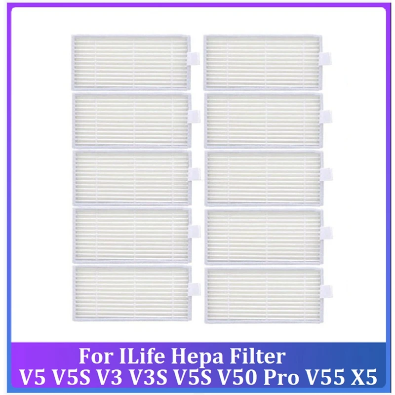 

10PCS Hepa Filter For Ilife Hepa Filter V5 V5S V3 V3S V5S V50 Pro V55 X5 Robot Vacuum Cleaner Replacement Accessories