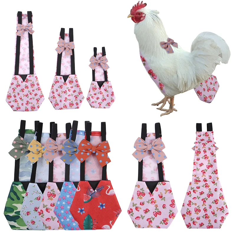 

Lovely Bow Knot Diaper Farm Pet Hen Chicken Goose Duck Poultry Various Print Diaper Pet Holiday Costume Washable Clothes
