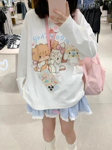 Женские футболки Kawaii Bear хлопок японский стиль