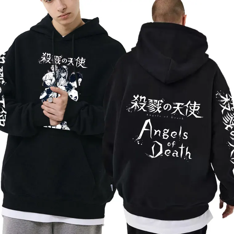 

Anime 90s Angels of Death Hoodies Man Caroon Rache Gardner Isaac Foster Graphic Streetwear Men Women Harajuku Sweatshirts Hoodie