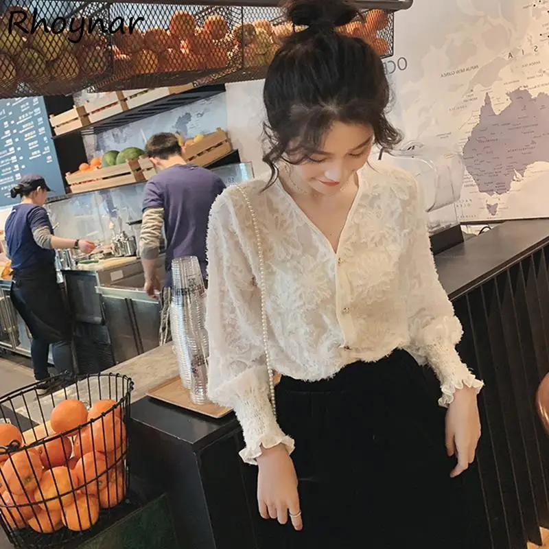 

Рубашки женские милые сказочные с V-образным вырезом в Корейском стиле для отдыха летняя женская модная женская подходящая ко всему Женская...