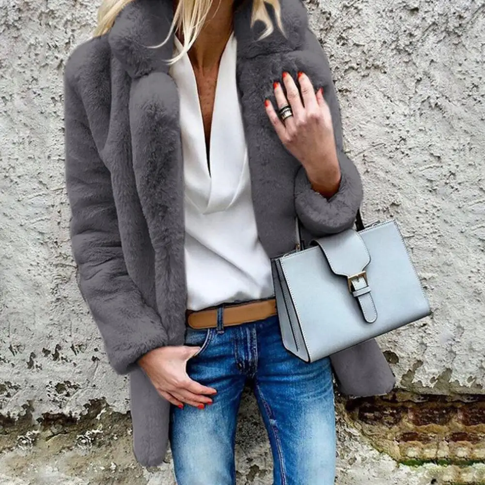

Lady Winter Coat Solid Color Women Winter Coat Turn-down Collar Winter Jacket