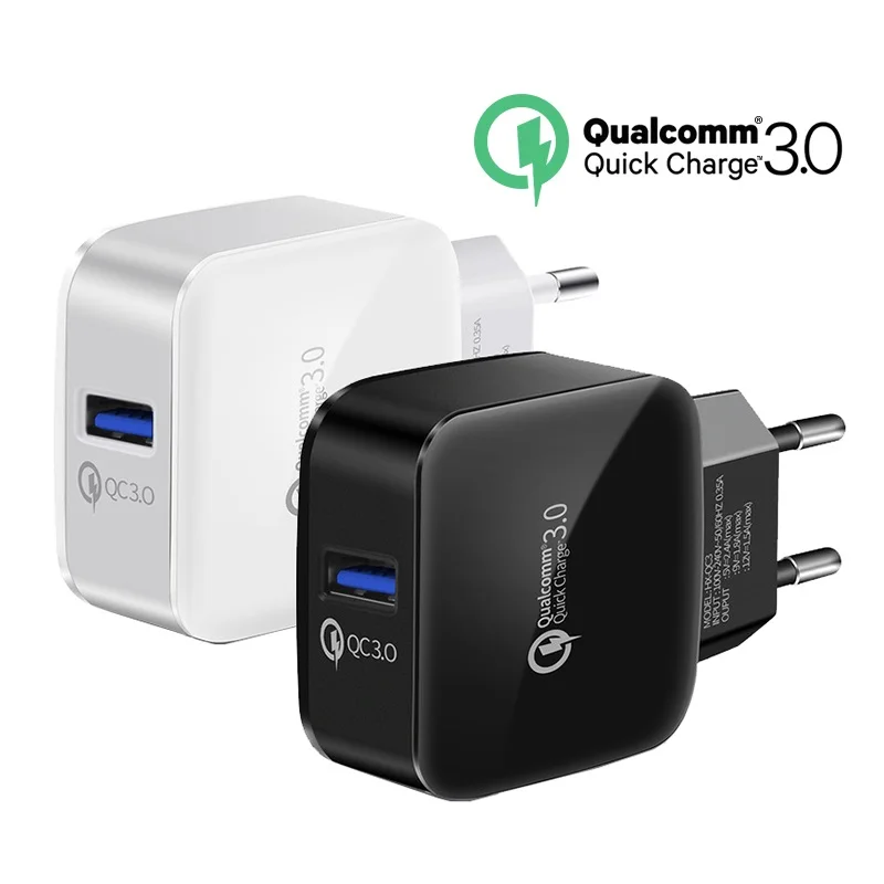 

QC3.0 Charger Fast Quick Charge 3.0 EU/US Portable 18W USB Wall Charger Adapters For IPhone 12 13 Samsung htc Xiaomi