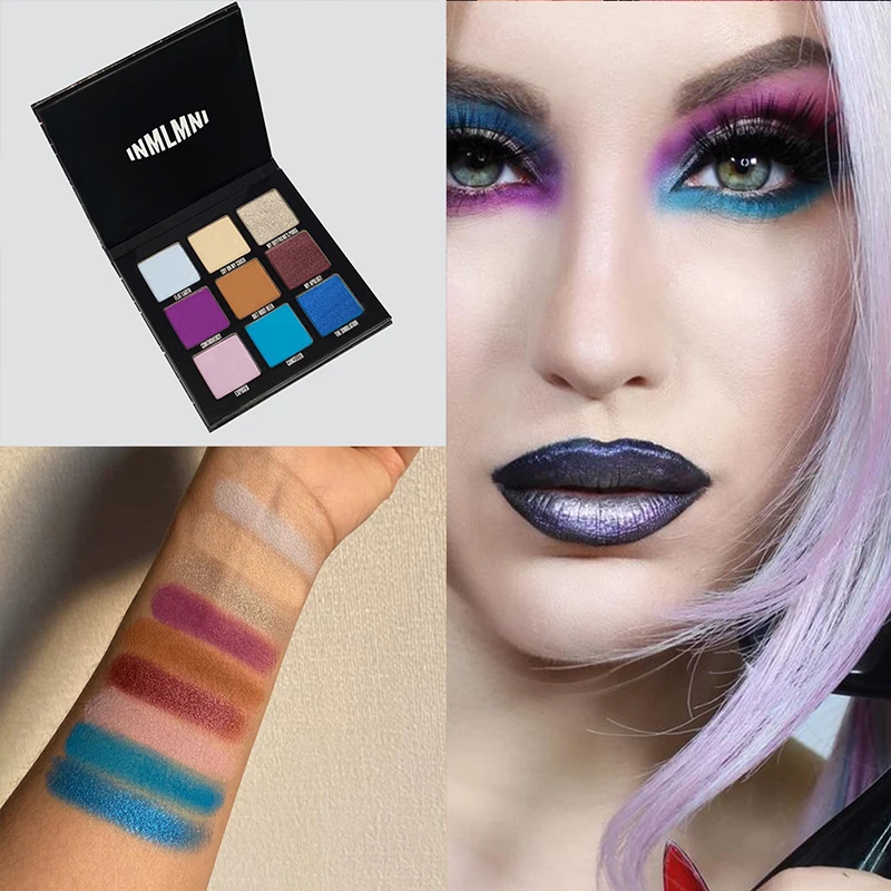 

Makeup Face Controversy Palette Matte and Metallic Finish 9 Color Cool blues purples Makeup Eyeshadow Perfect Travel Palette